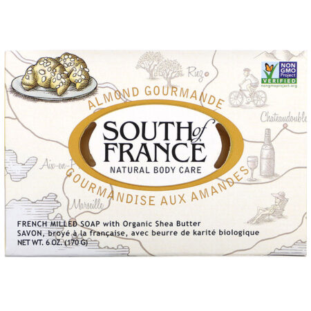 South of France, Almond Gourmande, French Milled Soap with Organic Shea Butter, 6 oz (170 g)