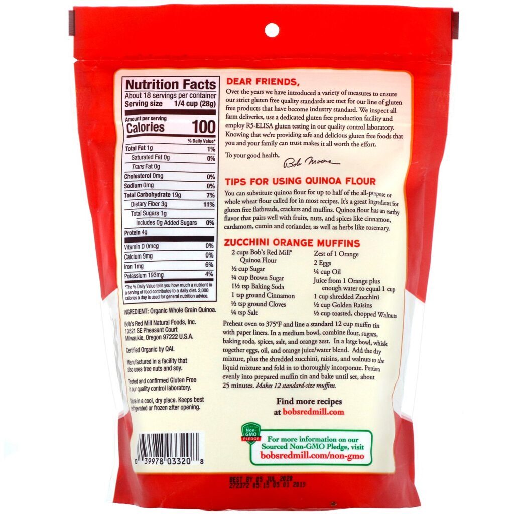 Bob's Red Mill, Farinha de Quinoa Orgânica, Integral, 18 oz (510 g) - Imagem 2
