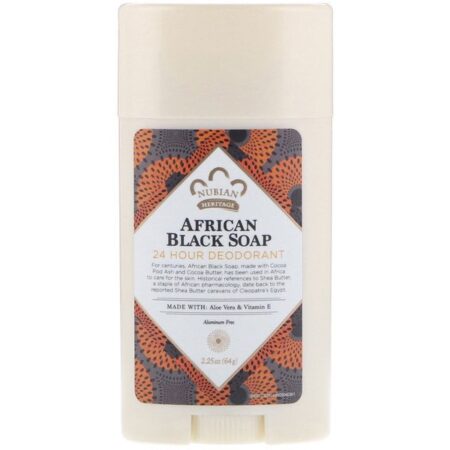 Nubian Heritage, Desodorante 24 Horas, Sabão Negro Africano, 2,25 oz (64 g)