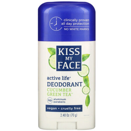 Kiss My Face, Active Life Deodorant, Cucumber Green Tea, 2.48 oz (70 g)