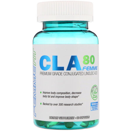 FEMME, CLA80 Femme, CLA de Grau Premium, 1.000 mg, 60 Cápsulas Gelatinosas