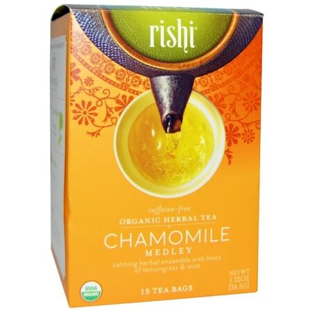 Rishi Tea, Chá Herbáceo Orgânico, Mistura de Camomila, Descafeinado, 15 Saquinhos de Chá 1,22 oz (34,5 g)