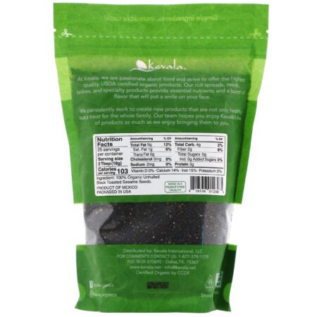 Kevala, Organic Black Toasted Sesame Seeds, Unhulled, 16 oz (454 g) - Image 2