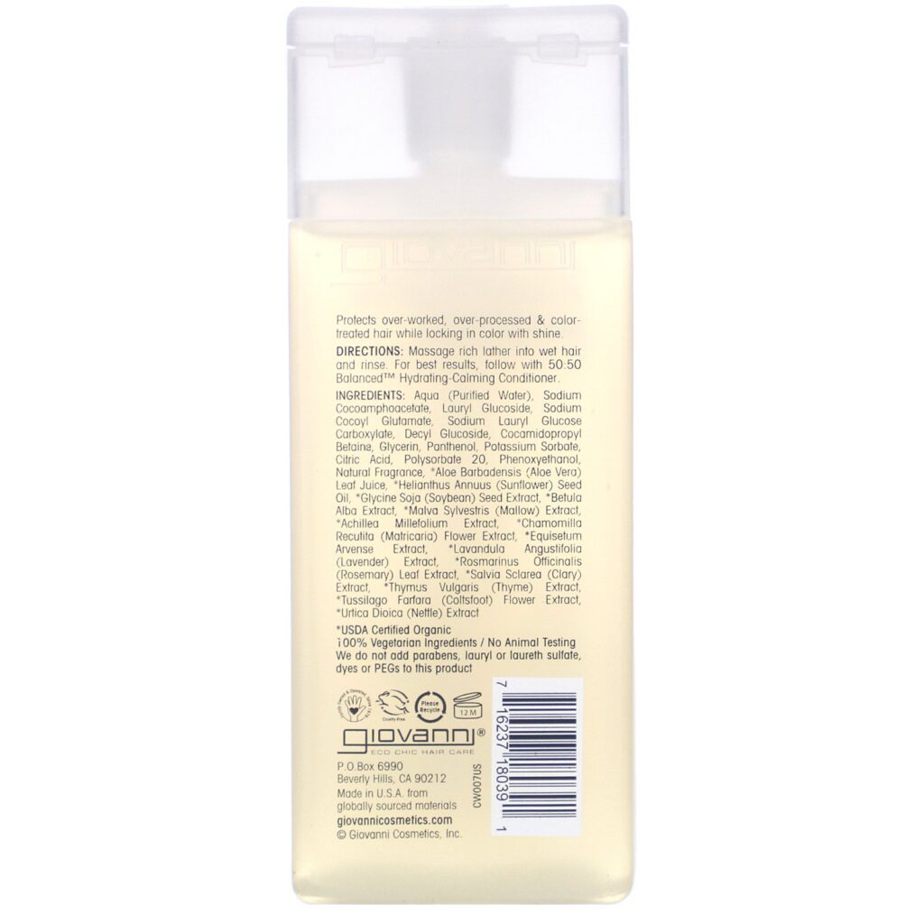 Giovanni, 50:50 Balanced Hydrating-Clarifying Shampoo, 2 fl oz (60 ml) - Imagem 2