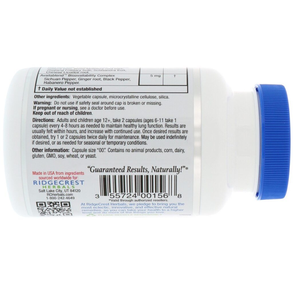 RidgeCrest Herbals, ClearLungs, Força extra, 120 cápsulas para vegetarianos - Imagem 3