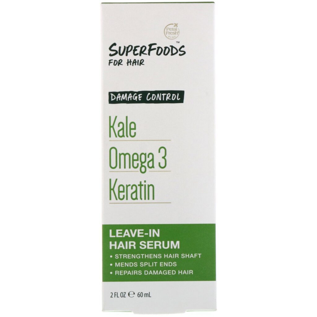 Petal Fresh, Pure, SuperFoods for Hair, Damage Control Leave-In Hair Serum, Kale, Omega 3 & Keratin, 2 fl oz (60 ml) - Imagem 2