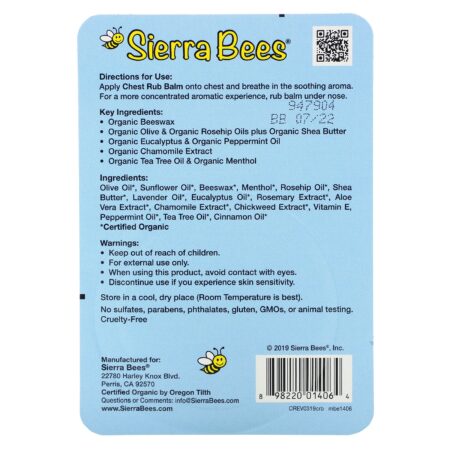 Sierra Bees, Bálsamo Peitoral, Eucalipto e Hortelã-Pimenta, 17 g (0,6 oz) - Image 4