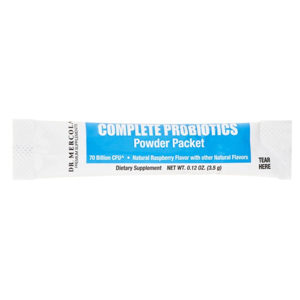 Dr. Mercola, Pacotinhos de Pó Probióticos Completos, Sabor Natural de Framboesa, 30 Pacotinhos, 3,5 g cada - Imagem 3