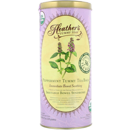 Heather's Tummy Care, Tummy Teas, Organic Peppermint Tea Bags, Caffeine Free, 36 Extra Large Tea Bags, 4.2 oz (120 g)