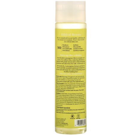 Derma E, Restoring Shampoo, Volume & Shine, Lemongrass & Vitamin E, 10 fl oz (296 ml) - Image 2