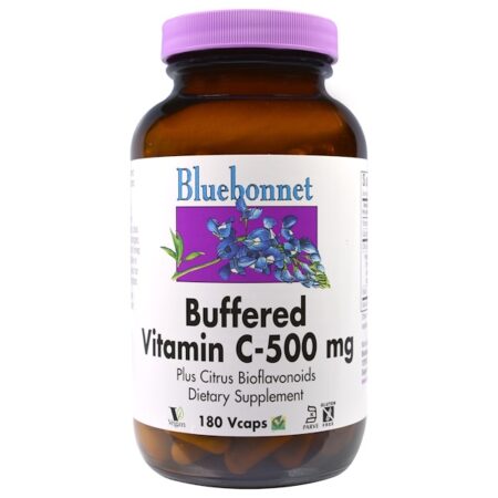 Bluebonnet Nutrition, Vitamina C tamponada, 500 mg, 180 cápsulas vegetais