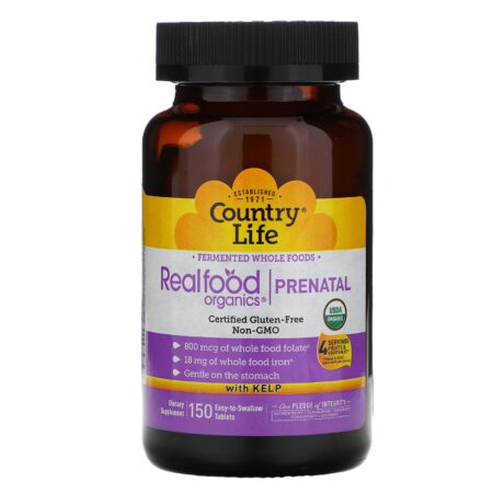 Country Life, Realfood Organics, Prenatal, 150 Easy-to-Swallow Tablets - Image 3