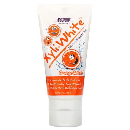 Now Foods, Solutions, XyliWhite, Creme Dental em Gel para Crianças, Toque de Laranja 85 g (3 oz)