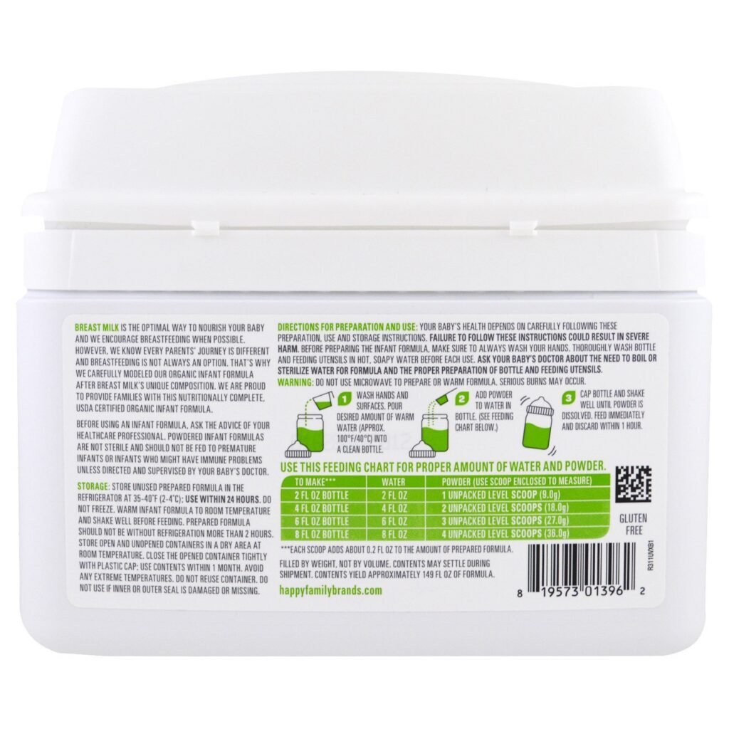 Happy Family Organics, Organics Happy Baby, Fórmula para Bebês com Ferro, Estágio 2, 6-12 Meses, 21 oz (595 g) - Imagem 3