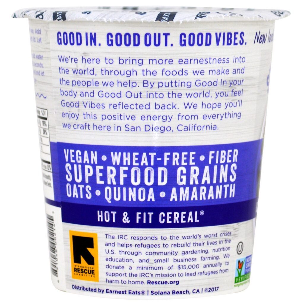 Earnest Eats, Superalimento de aveia em copo, Blueberry + Chia + Canela, Superalimento com Blueberry e Chia, 2.35 oz (67 g) - Imagem 3