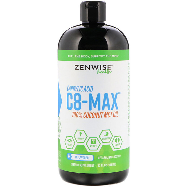 Zenwise Health, C8-MAX, Óleo TCM de Ácido Caprílico, Acelerador de Metabolismo, Sem Sabor, 946 ml (32 fl oz)