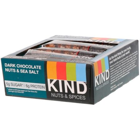 KIND Bars, Nozes e Especiarias, Nozes com Chocolate Amargo e Sal Marinho, 12 Barras, 40 g (1,4 oz) Cada