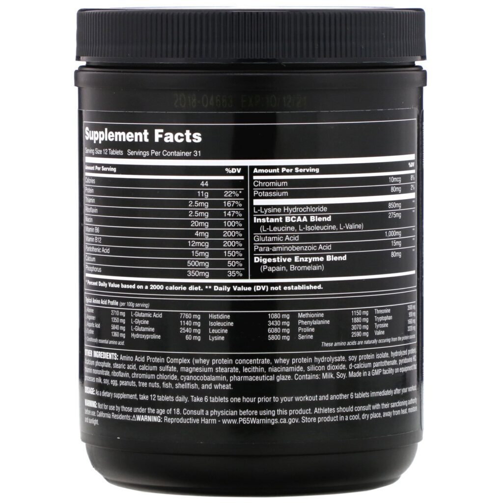 Universal Nutrition, Amino Tech, All-In-One Amino Formula, 375 Tablets - Imagem 2
