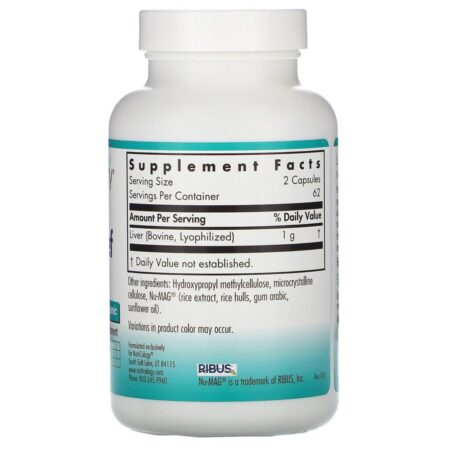 Nutricology, Carne de Fígado, Glandular Natural, 125 Cápsulas Vegetais - Imagem 2