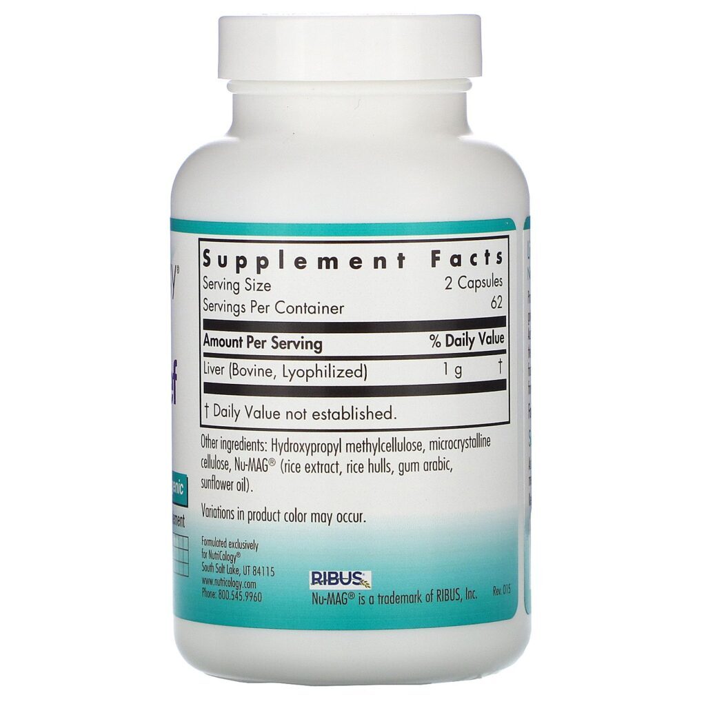 Nutricology, Carne de Fígado, Glandular Natural, 125 Cápsulas Vegetais - Imagem 2