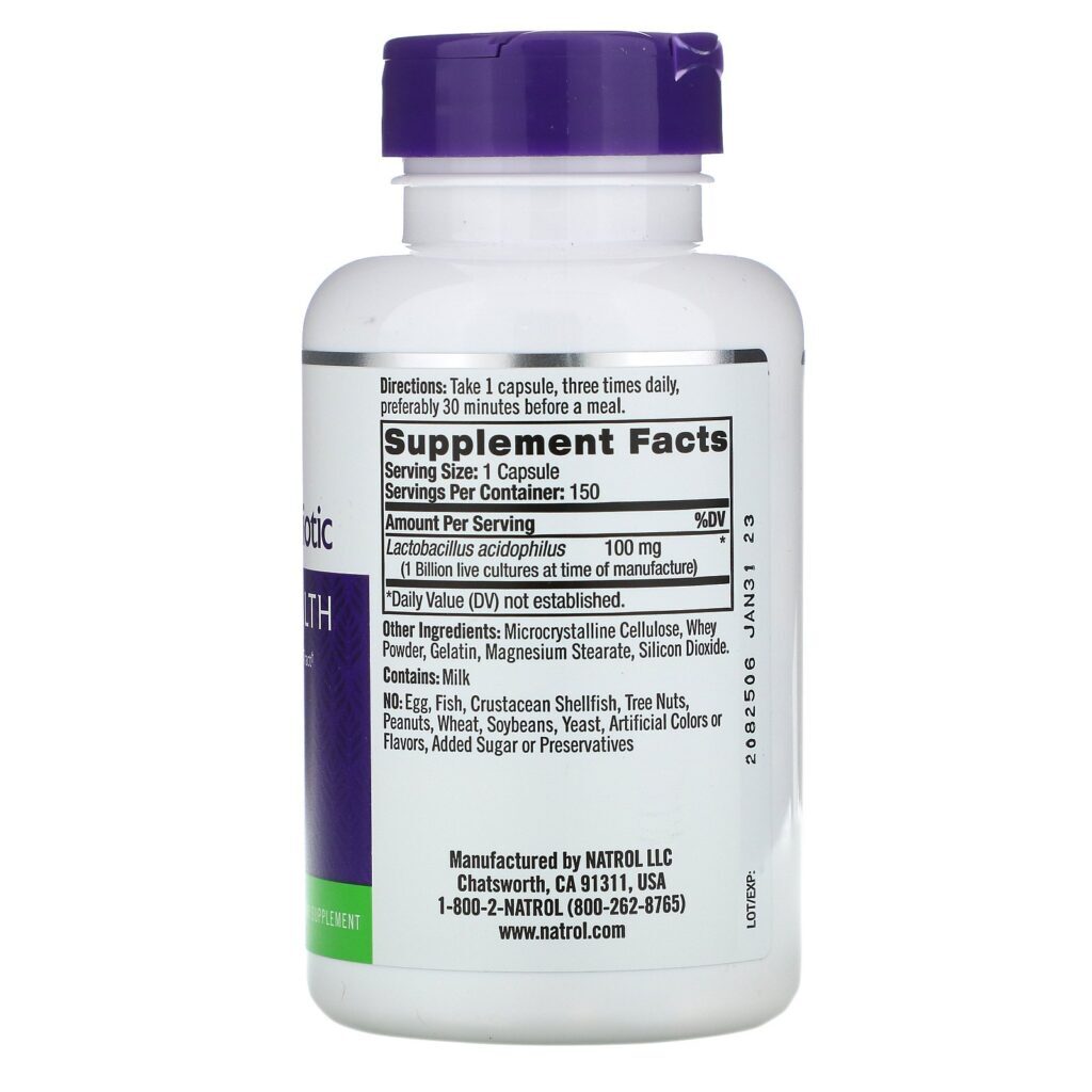 Natrol, Probióticos Acidófilos, 1 Bilhão, 150 Cápsulas - Imagem 2
