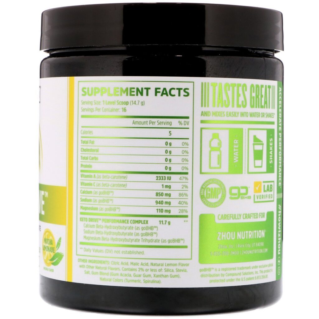 Zhou Nutrition, Keto Drive, Limonada com Matchá, 235 g - Imagem 2