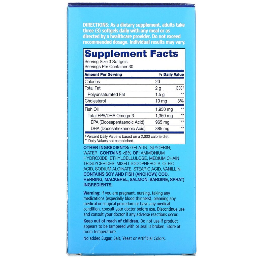 21st Century, Alaska Wild Fish Oil, Mega Omega 3, 1950 mg /1350 mg, 90 Enteric Coated Softgels - Imagem 2