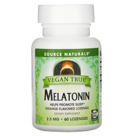 Source Naturals, Vegan True, Melatonina, Laranja, 2.5 mg, 60 Comprimidos