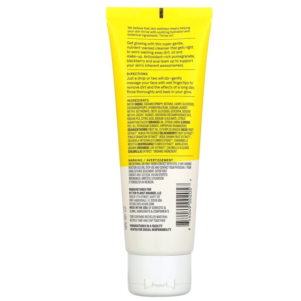 Acure, Brilhantemente Claro, Gel de limpeza, 4 fl oz (118 ml) - Imagem 2