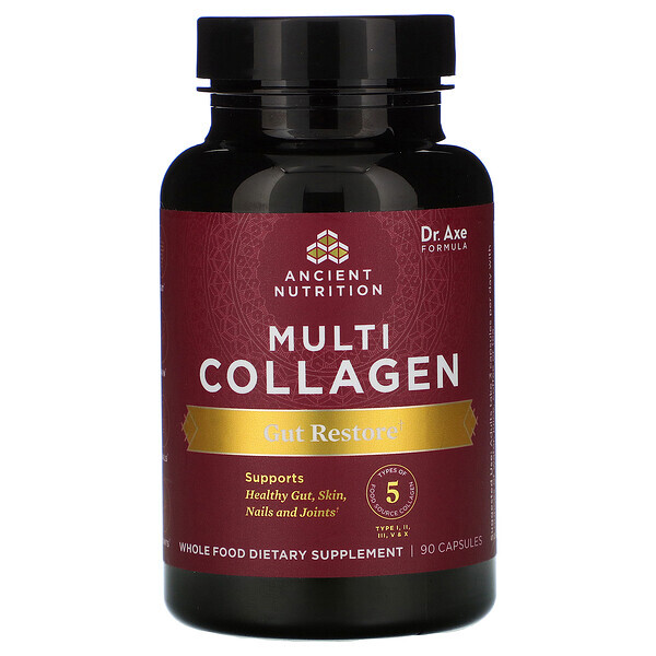 Dr. Axe / Ancient Nutrition, Multi Collagen, Gut Restore, 90 Capsules