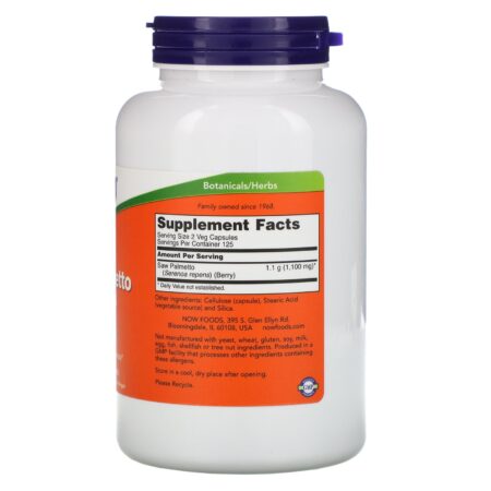 Now Foods, Frutos de Saw Palmetto, 550 mg, 250 Cápsulas Vegetais - Image 2