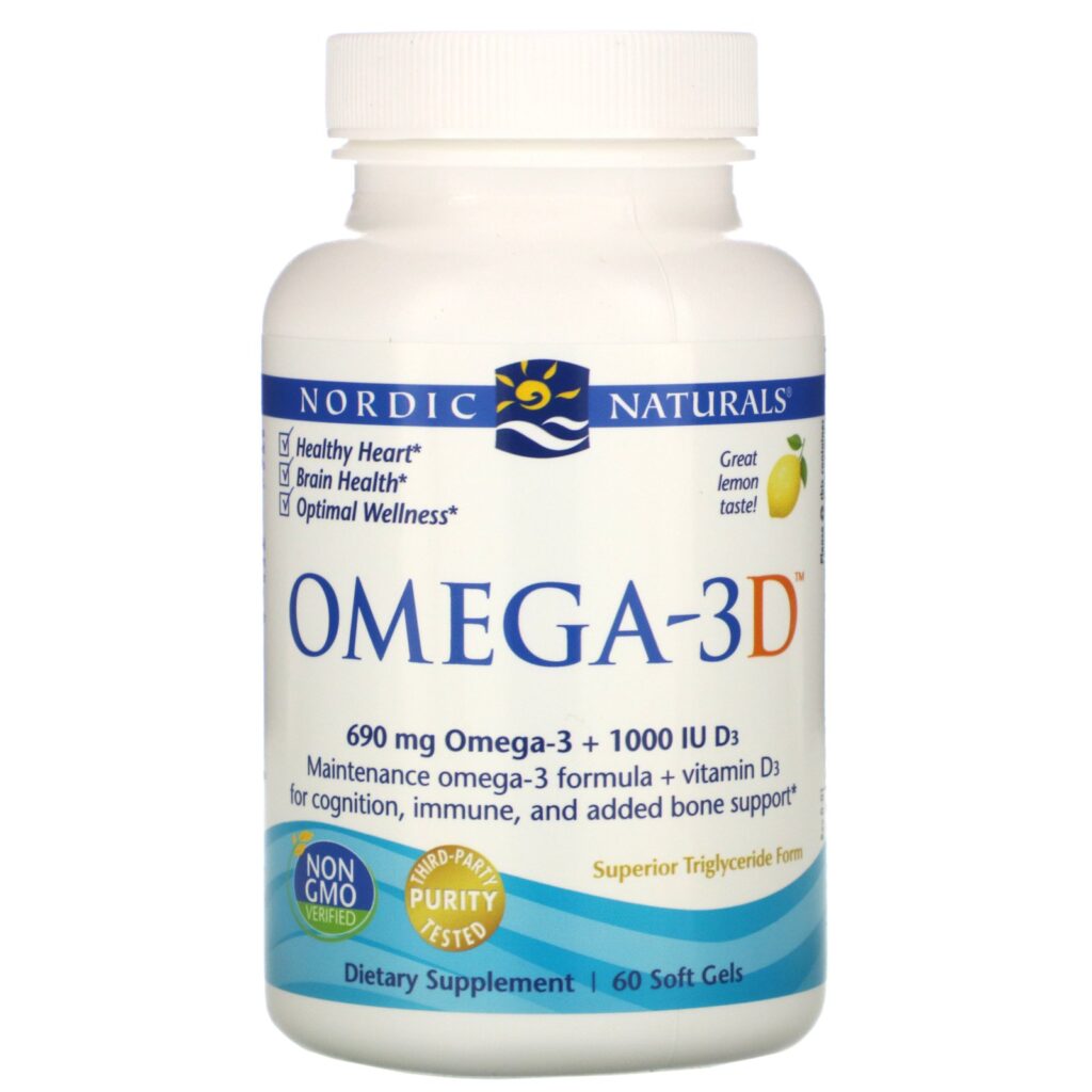 Nordic Naturals, Ômega-3D, Limão, 1000 mg, 60 Cápsulas Gelatinosas - Imagem 3