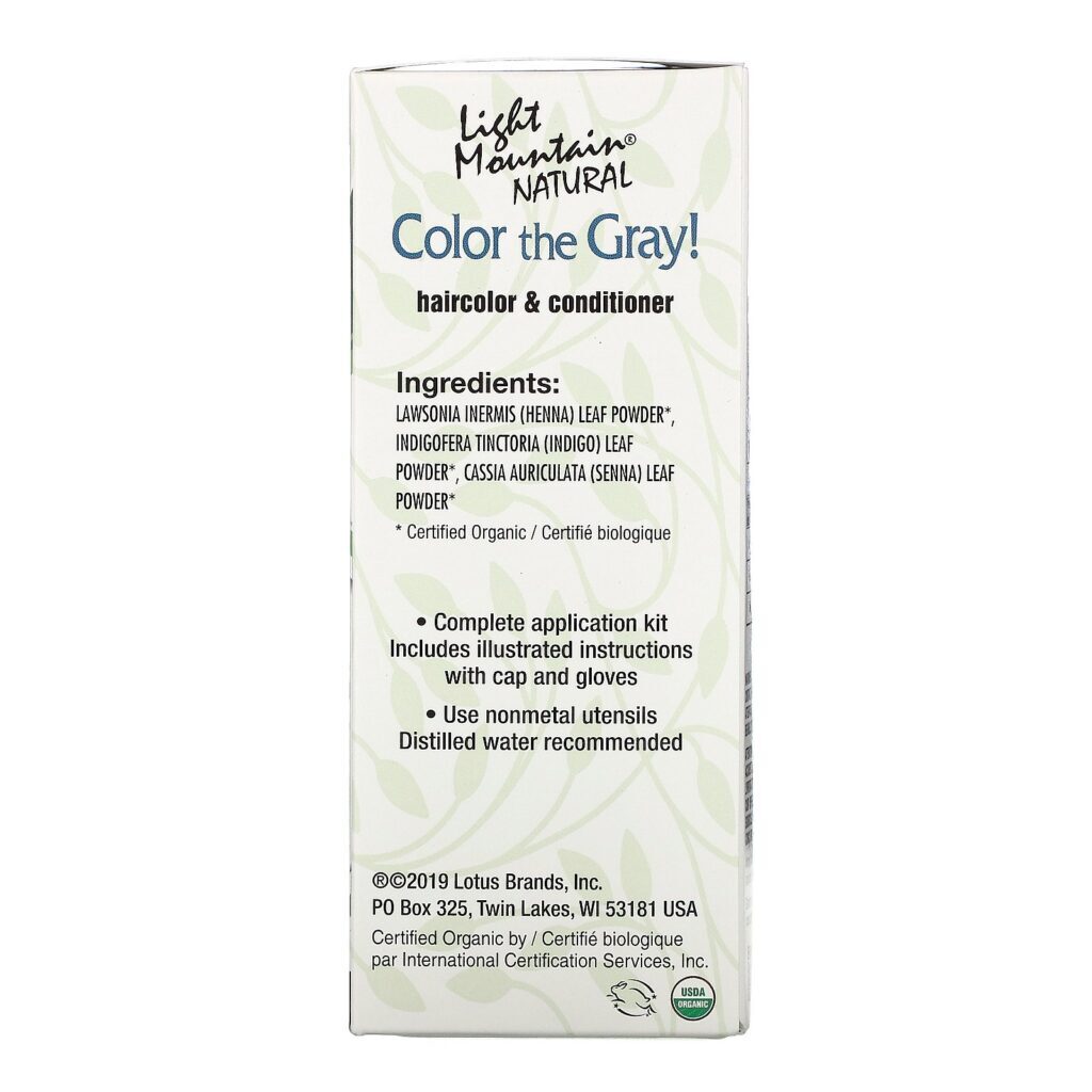 Light Mountain, Esconda o grisalho! Tintura e Condicionador natural de cabelo, castanho médio, 7 oz (198 g) - Imagem 2