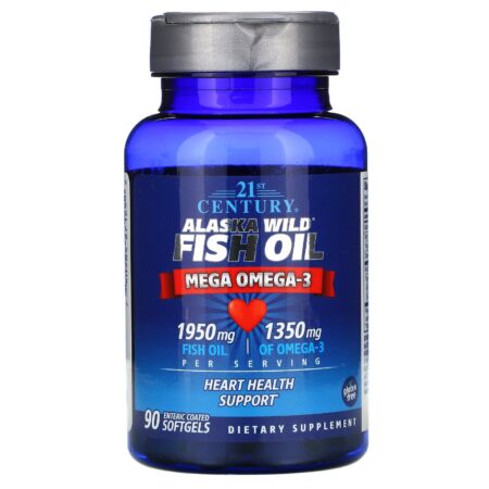 21st Century, Alaska Wild Fish Oil, Mega Omega 3, 1950 mg /1350 mg, 90 Enteric Coated Softgels - Image 3