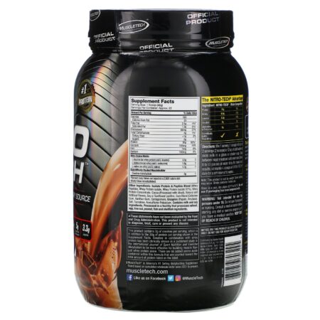 Muscletech, Nitro Tech, whey isolado + desenvolvedor de músculo magro, achocolatado, 2 lbs (907 g) - Image 2