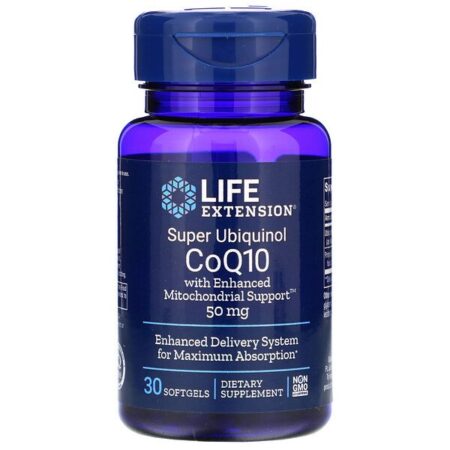 Life Extension, Super Ubiquinol CoQ10 com Suporte Mitocondrial Aprimorado, 50 mg, 30 Softgels