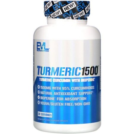 EVLution Nutrition, Turmeric1500, 90 Cápsulas Vegetais