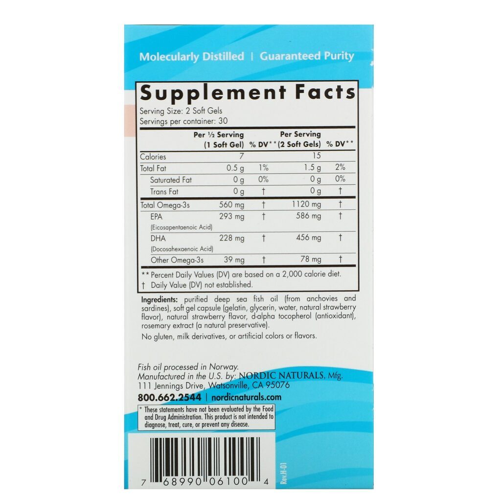 Nordic Naturals, Ultimate Omega 2X, Strawberry, 1,120 mg, 60 Mini Soft Gels - Imagem 2