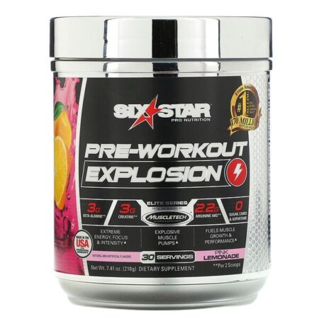 Six Star, Pre-Workout Explosion, Limonada Rosa, 210 g (7,41 oz)