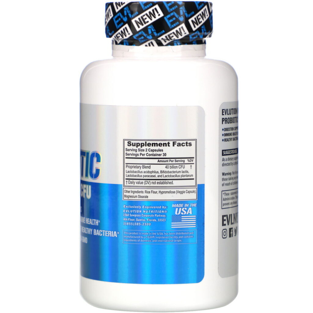 EVLution Nutrition, Probiotic, 40 Billion CFU, 60 Capsules - Imagem 2