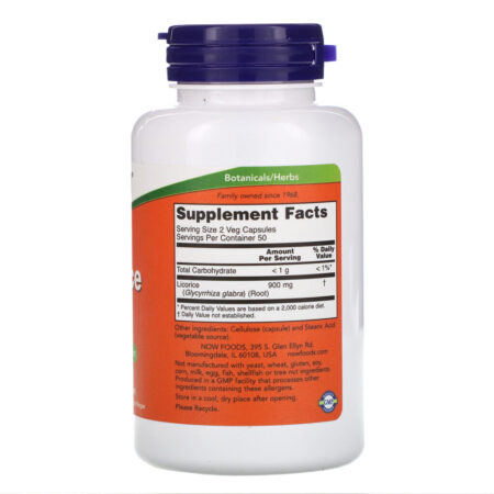 Now Foods, Raiz de Alcaçuz, 450 mg, 100 Cápsulas Vegetais - Imagem 2