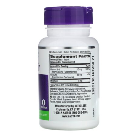 Natrol, Melatonina, força extra, 5 mg, 60 comprimidos - Image 2