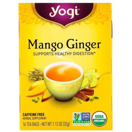 Yogi Tea, Organic Mango Ginger, Sem Cafeína, 16 Saquinhos de Chá, 32 g (1,12 oz)