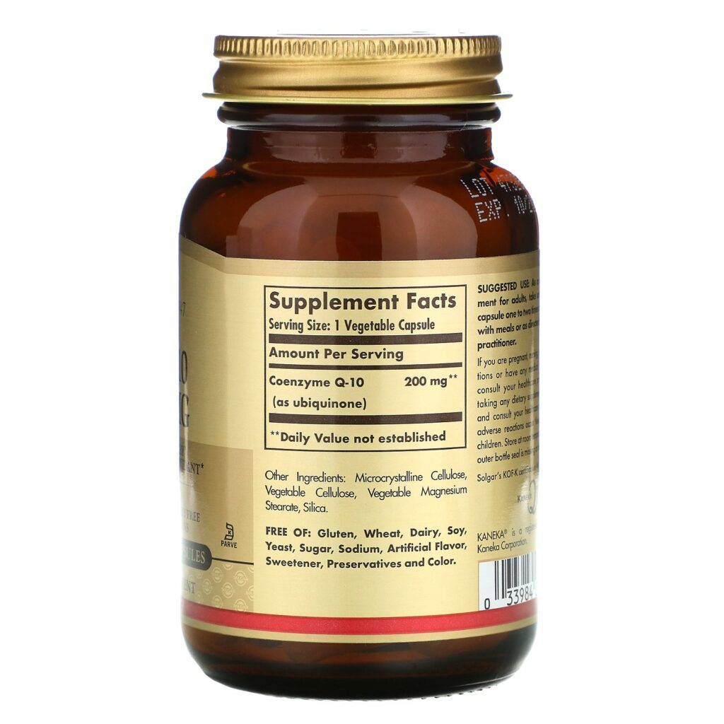 Solgar, CoQ-10 de origem vegetal, 200 mg, 60 Cápsulas Vegetais - Imagem 2