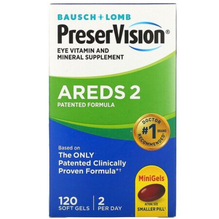 Bausch & Lomb, PreserVision, Suplemento de Vitaminas e Minerais para os Olhos, 120 Cápsulas Softgel