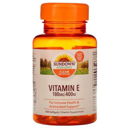 Sundown Naturals, Vitamina E, 180 mg (400 UI), 100 softgels