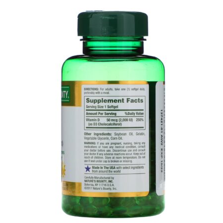 Nature's Bounty, D3, 50 mcg (2,000 IU), 350 Softgels - Image 2