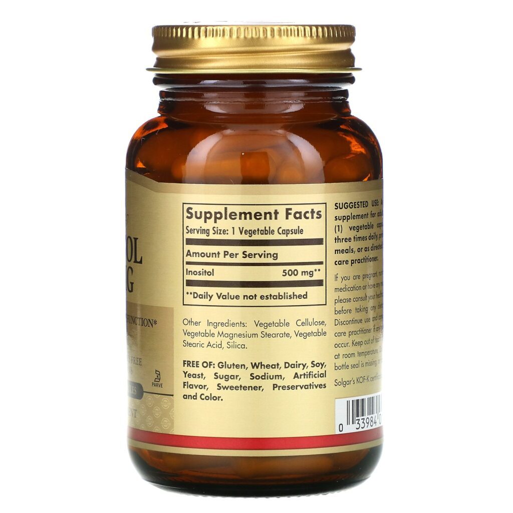 Solgar, Inositol, 500 mg, 100 Cápsulas Vegetais - Imagem 2