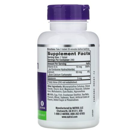 Natrol, Melatonina, 3 mg, 240 Comprimidos - Imagem 2