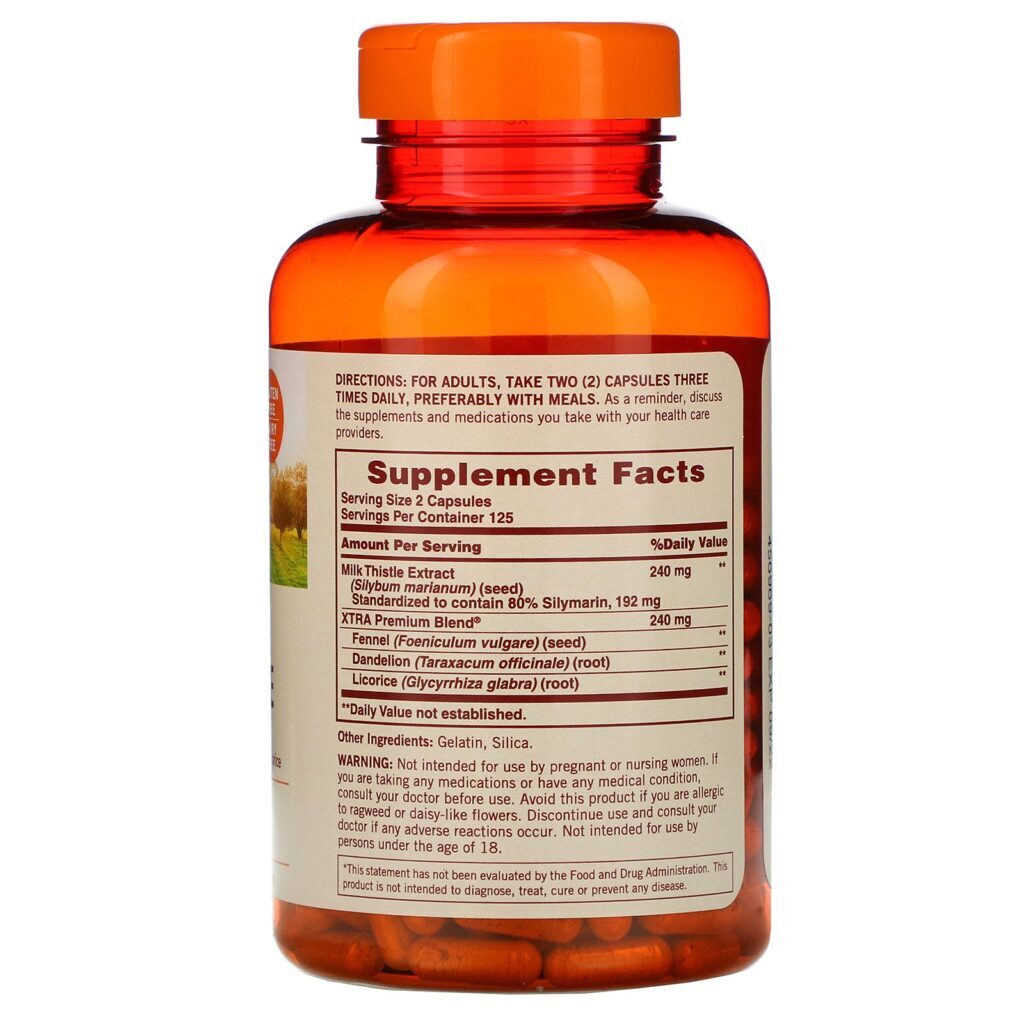 Sundown Naturals, Cardo Mariano Padronizado, 240 mg, 250 Cápsulas - Imagem 2